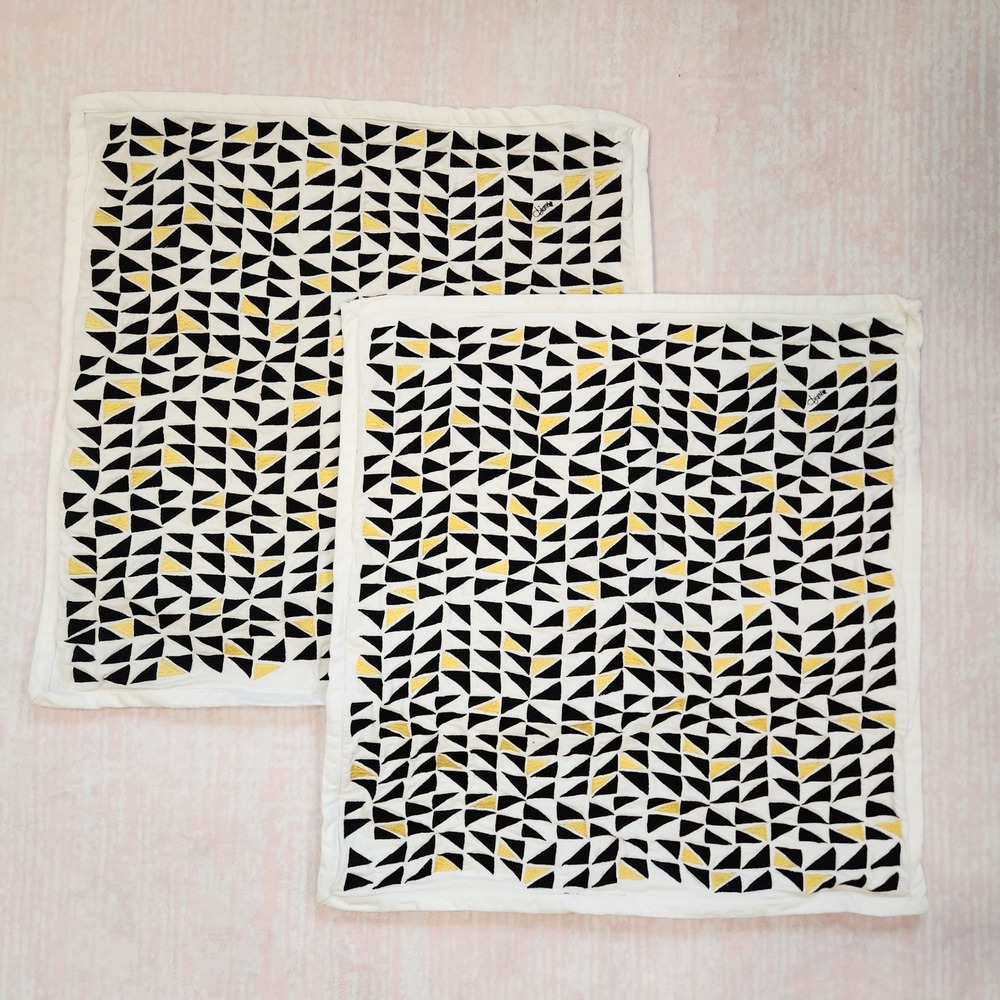 Diane von Furstenberg Euro Shams Set 2‎ Geometric Black Yellow White 24" Square